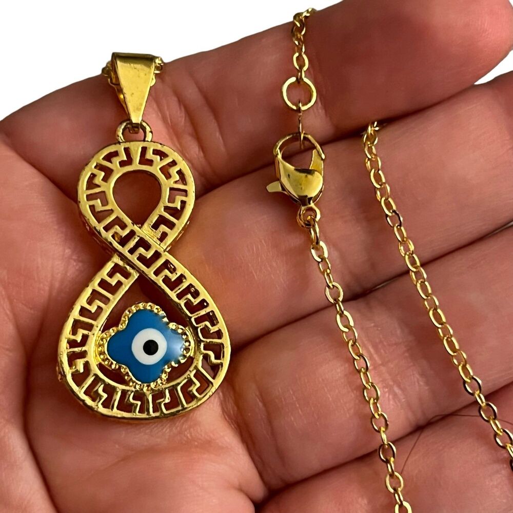 Evil Eye Infinity Protection Necklace with Gold Chain